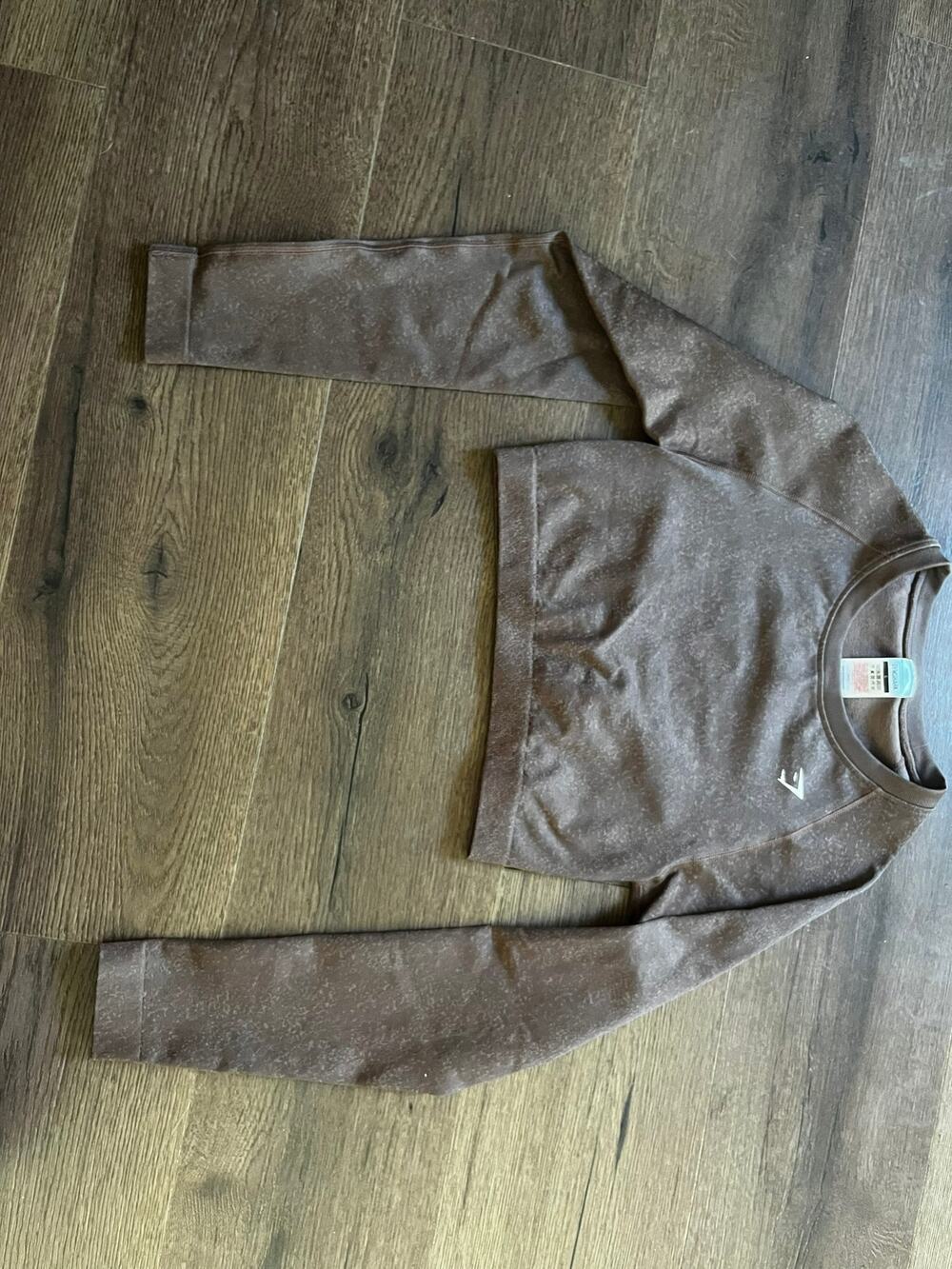 Gymshark Adapt Animal Seamless Long Sleeve Crop Top Brown Gold Size L B2A1C